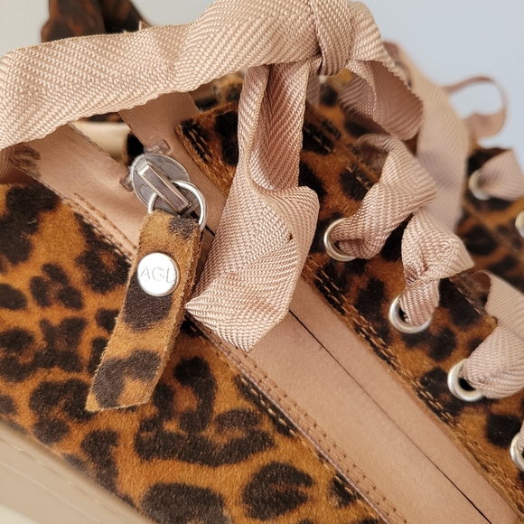 AGL Meghan Leopard Print Leather Platform Sneakers - Picture 5 of 13
